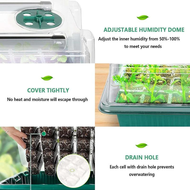 [LIMITED TIME DEAL] Seed Starter Tray with Grow Light, 2 Packs 80 Cells Seed Starting Kit Seedling Starter Trays with Grow Lights, Plant Germination Trays with Humidity Dome Plant Starter Kit