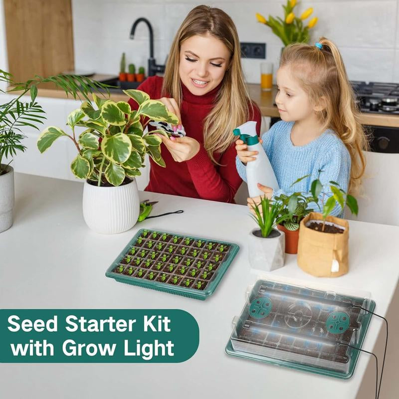 [LIMITED TIME DEAL] Seed Starter Tray with Grow Light, 2 Packs 80 Cells Seed Starting Kit Seedling Starter Trays with Grow Lights, Plant Germination Trays with Humidity Dome Plant Starter Kit