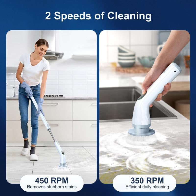 LABIGO Electric Spin Scrubber ,Bathroom Spin Brush with Cordless Power for Bathroom Floor Tile,Led Electric Spin Brush Cleaner Scrubbing