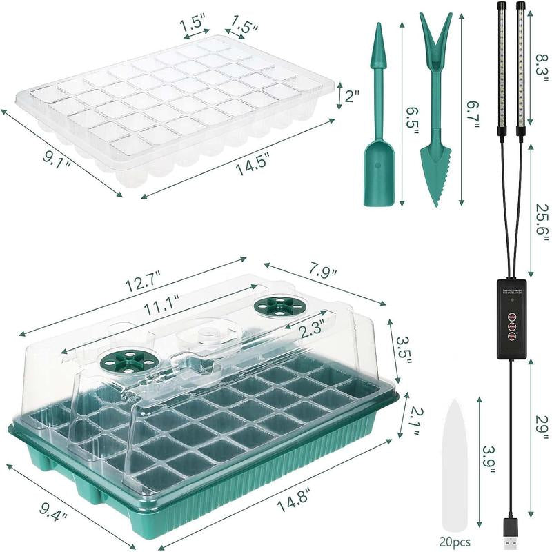 [LIMITED TIME DEAL] Seed Starter Tray with Grow Light, 2 Packs 80 Cells Seed Starting Kit Seedling Starter Trays with Grow Lights, Plant Germination Trays with Humidity Dome Plant Starter Kit