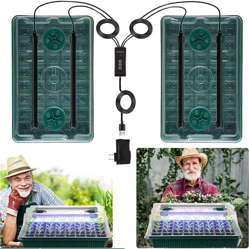 [LIMITED TIME DEAL] Seed Starter Tray with Grow Light, 2 Packs 80 Cells Seed Starting Kit Seedling Starter Trays with Grow Lights, Plant Germination Trays with Humidity Dome Plant Starter Kit