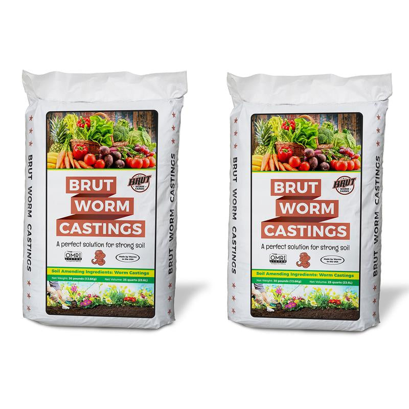 Brut Worm Farm All Natural Organic Worm Castings Soil Builder, 30 Pound Bag