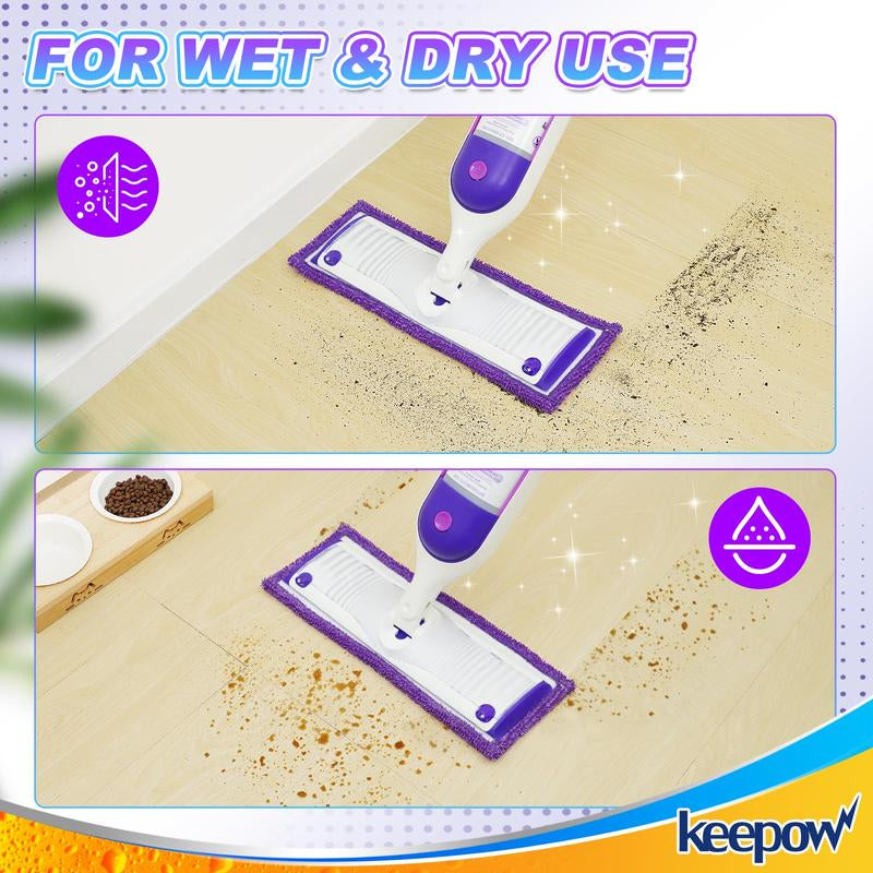 KEEPOW Reusable Absorbent Power Mop Refill Pads Compatible with Swiffer Microfiber Mop Pads, 6 Pack